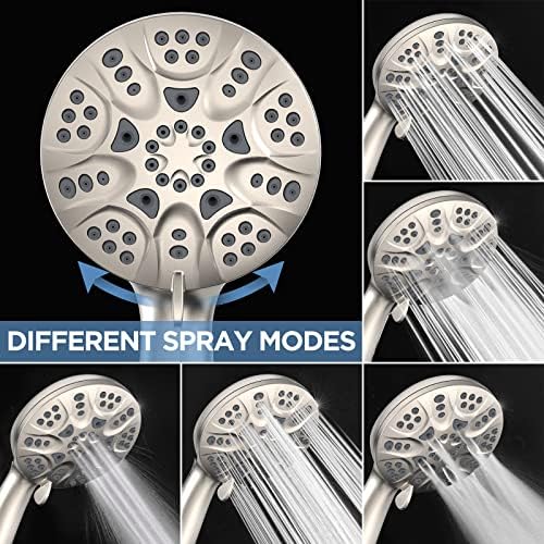 6-Mode High Pressure Handheld Shower Head Set, Consumer Reports Recommended HOPOPRO High Flow Hand Held Showerhead with 59 Inch Hose Bracket Teflon Tape Rubber Washers
