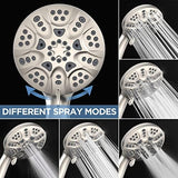 6-Mode High Pressure Handheld Shower Head Set, Consumer Reports Recommended HOPOPRO High Flow Hand Held Showerhead with 59 Inch Hose Bracket Teflon Tape Rubber Washers