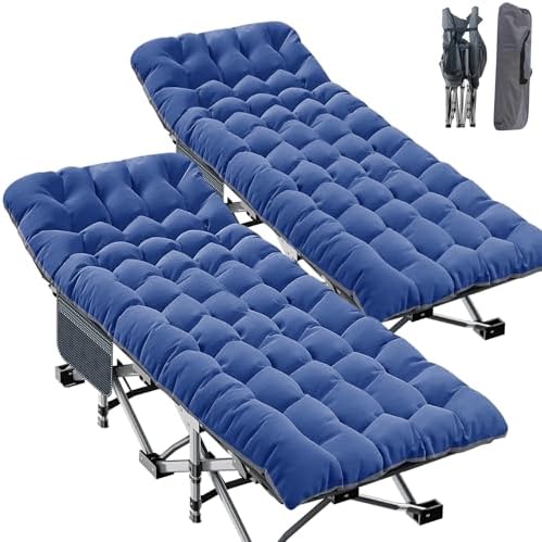 ABORON 2Pack Oversized XXL Folding Camping Cot W/Mat for Adults, 78" L x 32" W x 18" H Heavy Duty Outdoor Bed with Carry Bag,1200 D Layer Oxford Travel Camp Cots