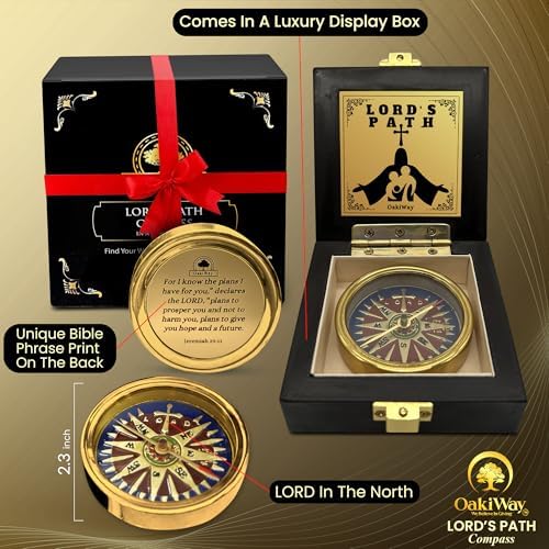 God's Path Compass – Communion & Confirmation Gift for Teenage Boys | Baptism Religious Gifts for Men, Christian, Catholic, Graduation | Sentimental & Inspirational Present – Greeting Card Included