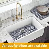 Sink Protectors for Kitchen Sink 16x12 & 18x12 & 19x13 & 24x12.5 & 26x14 & 28x14 & 29x15,Silicone Kitchen Sink mats Protector for Bottom of Farmhouse Sink(26"x14"Rear Drain Gray)