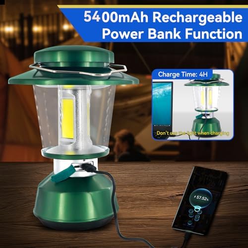 Durapower Rechargeable Camping Lantern,3300 Lumen Super Bright LED Camping Lantern, 5400 Mah Power Bank, IP44 Waterproof, 30 Hours, Portable Lantern for Hurricane, Power Outages