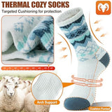 EBMORE Womens Merino Wool Hiking Socks Thermal Warm Winter Crew Cushion Work Boot Outdoor Socks 5 Pairs