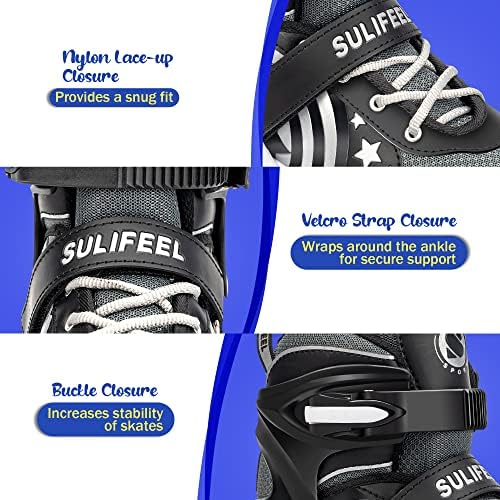 SULIFEEL Rainbow Unicorn 4 Size Adjustable Light up Roller Skates for Girls Boys for Kids