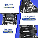 SULIFEEL Rainbow Unicorn 4 Size Adjustable Light up Roller Skates for Girls Boys for Kids