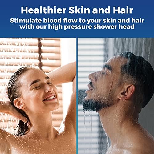 High Pressure Shower Head - Anti-Clogging Silicone Nozzles - 2.5 GPM Removable Restrictor - Easy to Clean Adjustable Replacement - easy to install with Plumbers Tape - 6 inch - Elegant Gold Finish