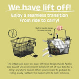 Retrospec Apollo Detachable Front Bike Basket Steel Half-Mesh with Integrated Detachable Hooks and Built-In Handle, Easy Assembly and Portability for Bicycles