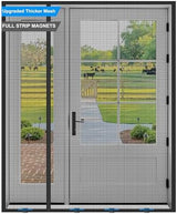 Magnetic Screen Door 72 x 80 in, Thicker 265g/㎡ Mesh, Reversible Left Right Side Opening Wide Magnetic Screen Door, Upgraded-Model Full Strip Magnets for Sliding & French Doors
