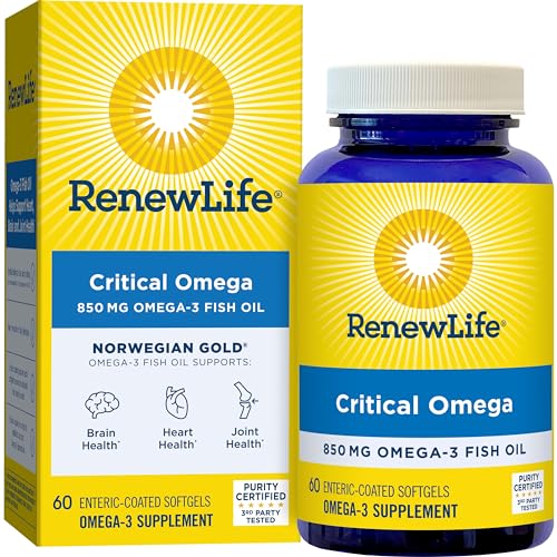 2 Pack Renew Life Norwegian Gold Critical Omega, Omega-3 Fish Oil, 60 Burp-Free Softgels (Pack May Vary)