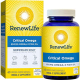 2 Pack Renew Life Norwegian Gold Critical Omega, Omega-3 Fish Oil, 60 Burp-Free Softgels (Pack May Vary)