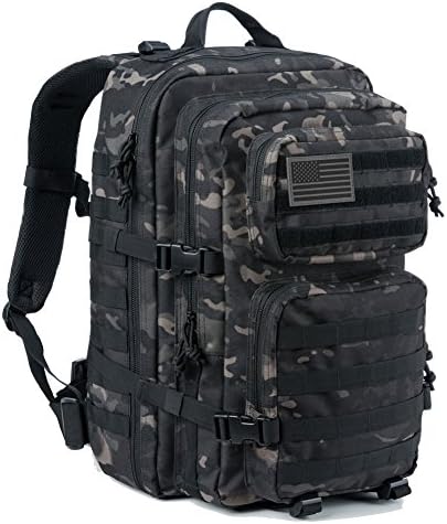 REEBOW GEAR Military Tactical Backpack Large Army 3 Day Assault Pack Molle Bag Backpacks (Black Camo)