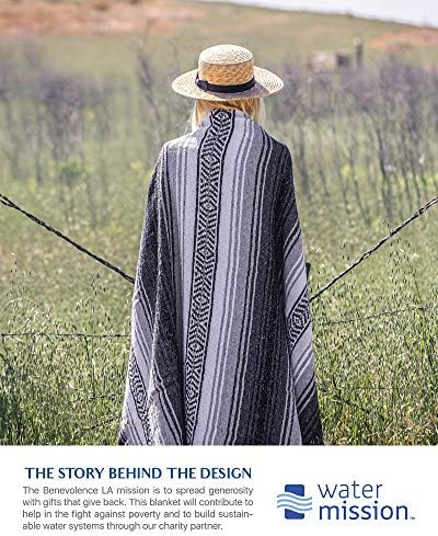 Benevolence LA Authentic Handwoven Mexican Blanket | Yoga Blankets, Outdoor, Picnic, Beach, Camping | Equestrian Saddle | Serape 50x70 inches - Gray, Pack of 1