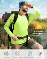 Roadbox Mens UPF 50+ UV Sun Protection Shirts Outdoor Long Sleeve SPF Rash Guard for Fishing Hiking Swimming Running