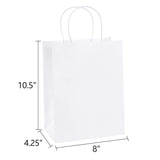 BagDream White Gift Bags with Handles 8x4.25x10.5 Inch Medium 100 Pack Bulk