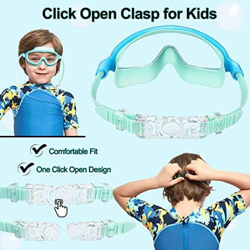 Seago Swim Goggles 2 Pack Anti-Fog Anti-UV Wide View Swimming Goggles for Kids 3-15