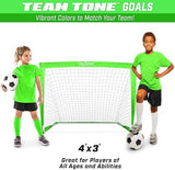 GoSports Portable Soccer Goals for Kids - 13 Color Options - Choose 4 x 3 ft or 6 x 4 ft - Team Tone Pop Up Nets for Backyard