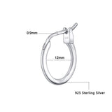 AoedeJ 925 Sterling Silver Hoop Earrings, High Polished Round Tiny Click-Top Hoop Earrings, Small Clasp Hoop Piercing Earrings (Inner Diameter-12mm 1/2'')