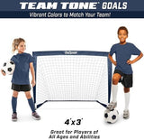 GoSports Portable Soccer Goals for Kids - 13 Color Options - Choose 4 x 3 ft or 6 x 4 ft - Team Tone Pop Up Nets for Backyard
