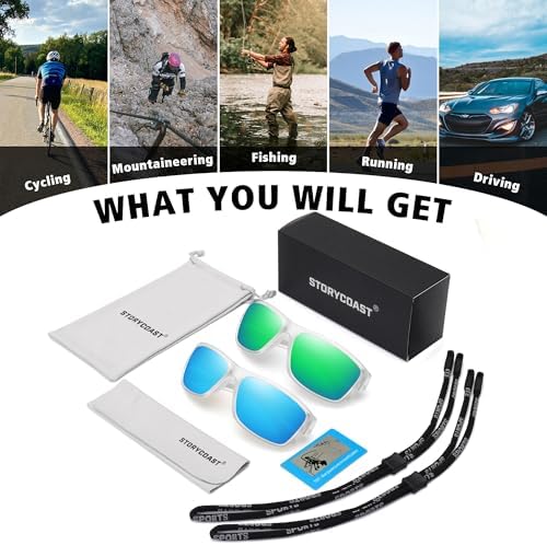 STORYCOAST Polarized Sports Sunglasses for Men Women Unbreakable Frame Cycling Fishing Driving