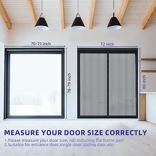 Titan Mall Magnetic Screen Door 72x80, Self Sealing, Heavy Duty Door Screen Magnetic Closure - Keep Bugs Out, Retractable Screen Door Mesh - Pet and Kid Friendly, Hands Free Mesh