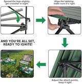 Portable Folding Camping Table, Small Compact Aluminum Beach Picnic Table, Lightweight Collapsible Outdoor Camp Tables That Folds & Rolls Up, Beach Gear Essentials Camp Accessories, Sylvan Green