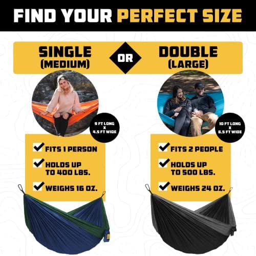 Wise Owl Outfitters Hammock for Camping Hammocks Gear for The Outdoors Backpacking Survival or Travel - Portable Lightweight Parachute Nylon - Up to 500lbs