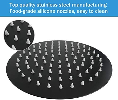 NearMoon Rain Shower Head, Ultra-Thin Design-Pressure Boosting, Awesome Some Experience, High Flow Stainless Steel Rainfall Head (8 Inch,Matte Black)