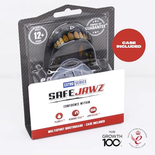 SafeJawz Sports Mouthguard, Dual Layer Premium Mouth Guard with Case for Basketball, Lacrosse, Football, Martial Arts, Hockey, Wrestling, Ice Hockey and All Contact Sports