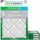 Filterbuy 17x21x1 Air Filter MERV 8 Dust Defense (4-Pack), Pleated HVAC AC Furnace Air Filters Replacement (Actual Size: 16.50 x 20.50 x 0.75 Inches)