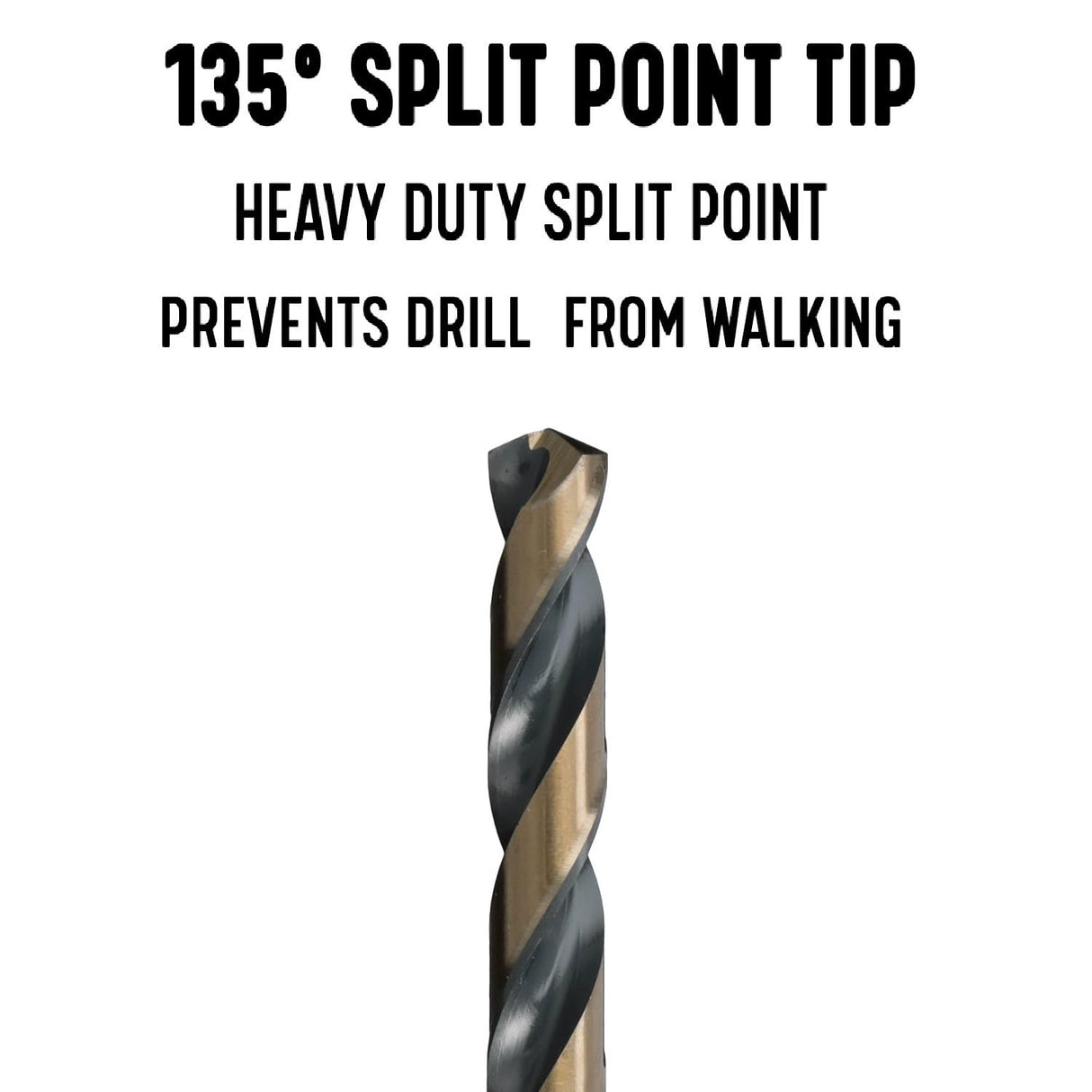 Drill America 21/64" High Speed Steel Black & Gold KFD Split Point Drill Bit (Pack of 6), KFD Series