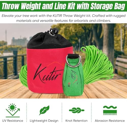 Throw Weight and Line Kit with Storage Bag 11 OZ 600D Pouch, 150 Foot Polyethylene Easter Rope for Arborists, Suitable for Tree Climbing, High Limb Throwing