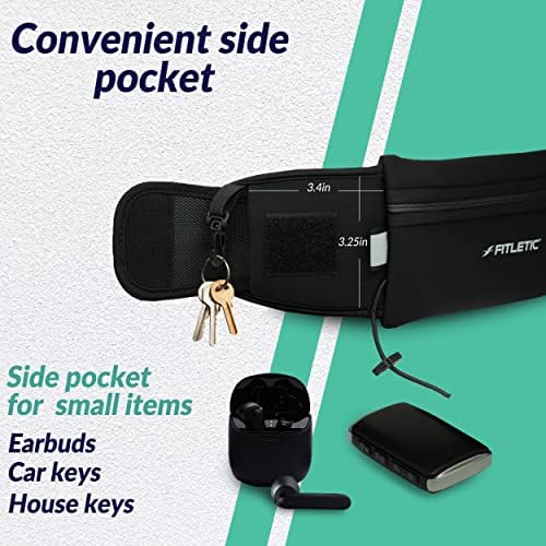 Fitletic - Ultimate II Running Pouch with Gels, Runners Pouch, Running Waist Belt with Gel Loops, Exterior Pocket, Inner Pocket, and Integrated Bib Toggles, Running Accessories
