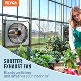 VEVOR 24 Inch Shutter Exhaust Fan Wall Mounted, High-Speed 3320CFM, Vent Fan For Garages, Shops, Greenhouse, Attic Ventilation, AC Motor, Fan Only