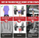 Weight Lifting Wrist Strap, Double Layer Leather Wrist Strap for Deadlift and Powerlifting, Adjustable Neoprene Padded Gym Workout Lifting Hooks (Pair)