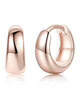 Silvora Rose Gold Huggie Earrings for Women, Small Chunky Hoops with 925 Sterling Silver Post, Lightweight Rose Gold Earrings, 8mm