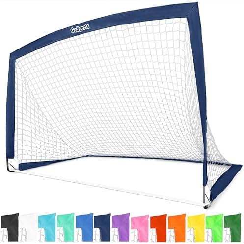 GoSports Portable Soccer Goals for Kids - 13 Color Options - Choose 4 x 3 ft or 6 x 4 ft - Team Tone Pop Up Nets for Backyard