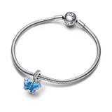 PANDORA Blue Murano Glass Butterfly Dangle Charm - Compatible with PANDORA Moments - Gift for Her - Sterling Silver & Murano Glass with Cubic Zirconia - With Gift Box