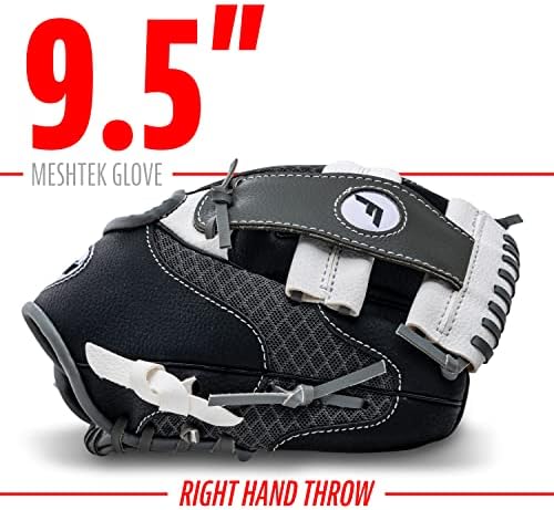 Franklin Sports Kids Baseball Glove + Ball Sets - Meshtek Youth Teeball Gloves for Kids + Toddlers - Left + Right Hand Throw Mitts + Glove Sets with Foam Balls - Boys + Girls Gloves - 9.5" Inch