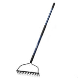 WIKER Heavy Duty Steel Garden Rake, 57 Inch Fiberglass Long Handle with 14 Tempered Tines, One-Piece Non-Slip Yard Rake for Soil, Gravel, Leaves, Gardening & Landscaping