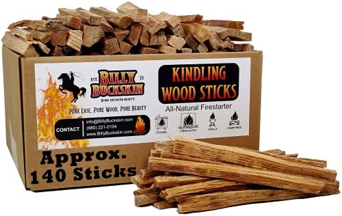Billy Buckskin Co. Kindling Wood Sticks, Fire Starter Stick for Campfire, Fire Pit, Indoor & Outdoor Fireplace, Kiln Dried Kindling Fire Stick, Firewood Kindling Sticks Approx. 140 Fire Sticks per Box