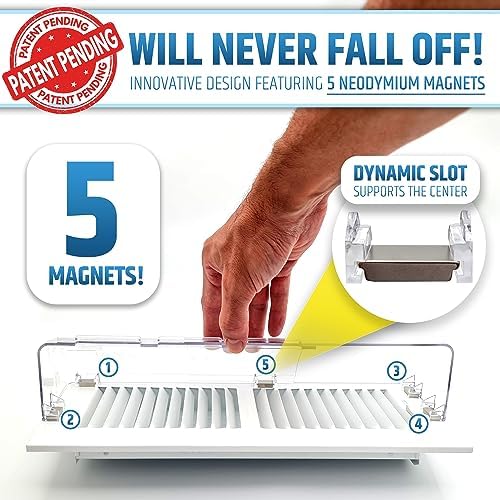 Powerful Magnetic Vent Air & Heat Deflector (2 Pack) for Ceiling, Floor and Wall - Will Never Fall Off - Adjustable from 9.2” to 16” - Super Strong Neodymium Magnets (Upgraded Design) | Patent Pending