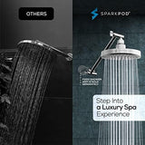 SparkPod Round Rain Shower Head with Extension Arm - Height Adjustable Shower Head with High Pressure Performance - Easy 1-Minute Installation (11" Arm Extension, Luxury Polished Chrome)