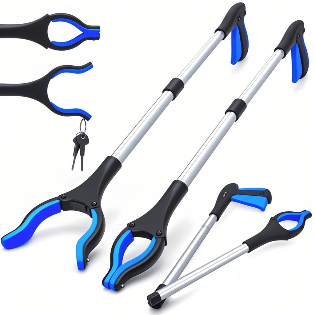 2-Pack Grabber Tool, 32" Long Reacher Grabber Pickup Tool with Magnetic Tip, Trash Picker for Elderly Grab It Reaching Tool, Garbage Picker Upper, Litter Pick Up Grab, Claw Grabber Stick