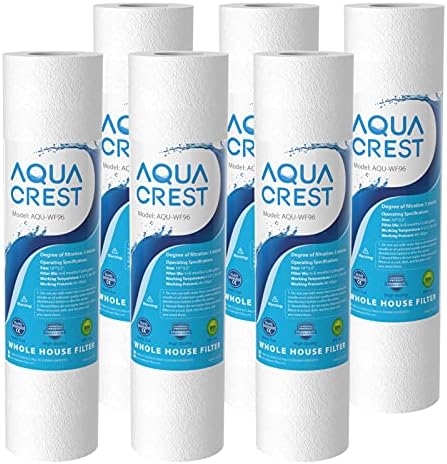 AQUA CREST AP110 Whole House Water Filter, Sediment Filter, 5 Micron, Replacement for 3M® Aqua-Pure AP110, Culligan® P5, APEC, GE FXUSC, Whirlpool®, Any 10" x 2.5" Home Water Filter, Pack of 6