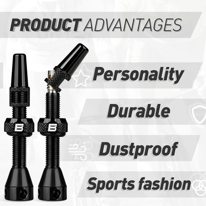 BWSHLF Tubeless Presta Valve Stem 40/44/55/60/65/80/100 mm, Super Light Alloy Presta Valve Stem Kit with Valve Core Remover Tool and Valve Stem Caps - Multiple Color and Size Options(Pair)