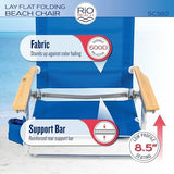 RIO beach Classic 5-Position Lay-Flat Folding Beach Chair, 30.8" x 24.75" x 29.5", Cool Blue Stripes, Pink/White/Beige/Black, 1 Count (Pack of 1)