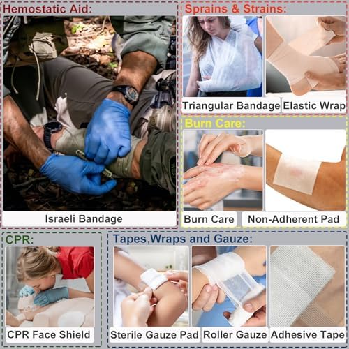 First Aid Kit,Survival Gear Outdoor Tactical Gear Set Military Grade Molle System for Camper Travel Hunting Hiking and Adventures（RED）