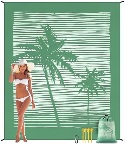 Beach Blanket Waterproof Sandproof Beach Mat 79" X 83" /10'x9'for 2-8 Adults Quick Drying Outdoor Picnic Mat Beach Accessories for Travel, Camping, Hiking