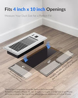 Super Quiet Register Booster Fan for 4" x 10" Register Holes, Smart Register Vent with Dual Intelligent Thermostat and WIFI App Control, Heating Cooling AC Vent Fan (White)