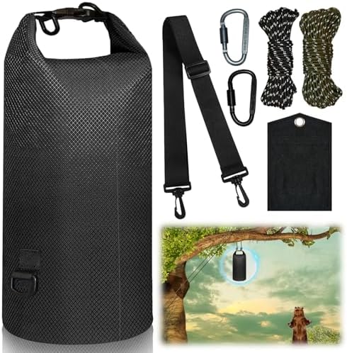 Bear Bag Hanging Kit, 10L Waterproof Bear Bags for Food Backpacking Camping, Ultralight Bear Proof Canister Gear for Food Storage with Survival Nylon Ropes, Clips, Rock Pouch, Pulley System